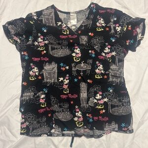 Black Mickey Mouse Scrub Top – Fun & Playful Medical Shirt